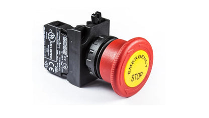 EMAS B200EE Emergency Stop Push Button – 22mm, 1NC, Turn to Release with Label